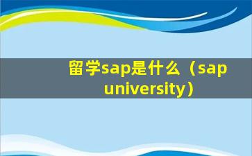 留学sap是什么（sap university）